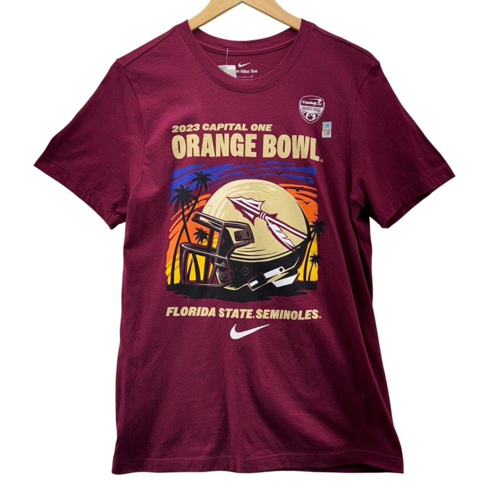 Nike Mens Size‎ Small Maroon FSU Florida State Seminoles Orange Bowl NCAA Tee